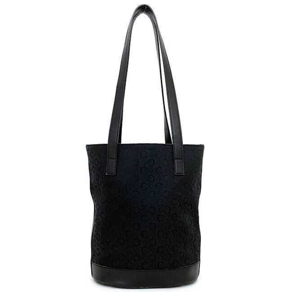 Celine Tote Bag Black Gold Macadam Canvas Leather Logo CC Shoulder All over - Picture 3 of 10